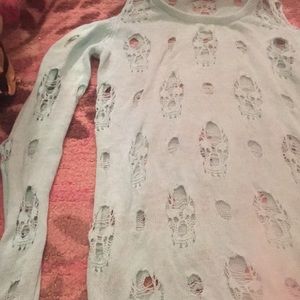Mint green skull sweater